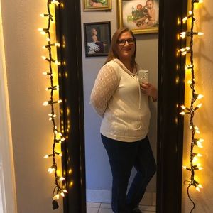 Hooded shirt with lace sleeves and hood